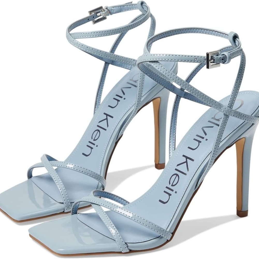 Calvin Klein Women's Tegin Strappy Dress High Heel Sandals - Light Blue Patent